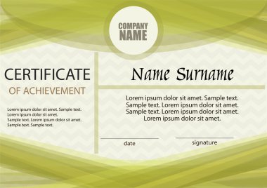 Başarı belgesi veya diploma şablonu. Yatay. 