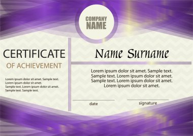 Başarı belgesi veya diploma şablonu. Yatay. 