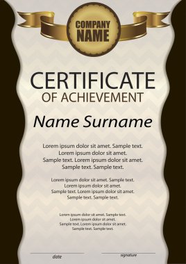 Başarı belgesi veya diploma. Şablon dikey.