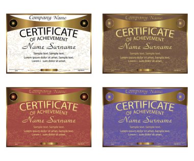 Başarı ya da diploma sertifikası. Ayarlayın. Yatay. Ödül. 