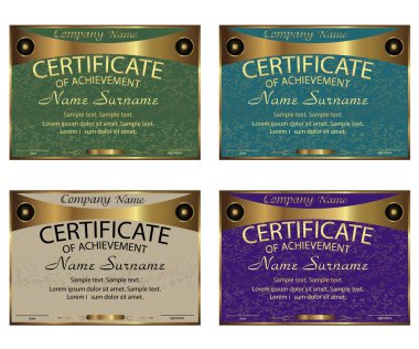 Başarı ya da diploma sertifikası. Yatay ayarla. Ödül.