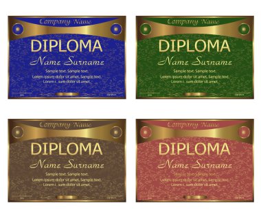 Set diploma, sertifika. Yarışma kazanan. Ödül.