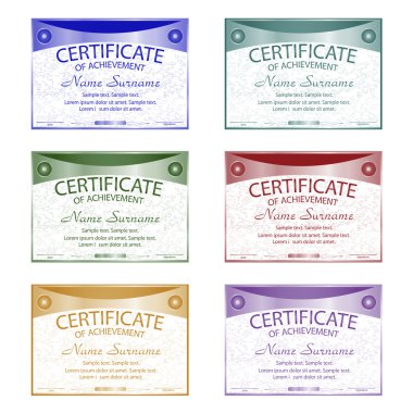 Başarı sertifikası veya diploma ayarlayın. Yatay şablon.