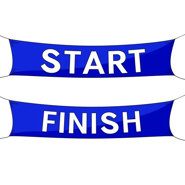 Start and finish lines, blue banners. — Stock Vector