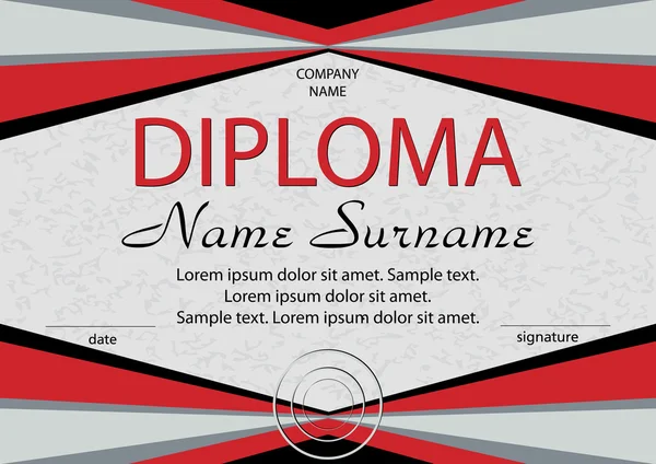 Diploma o certificato rosso. Ricompensa. Vincere il concorso . — Vettoriale Stock