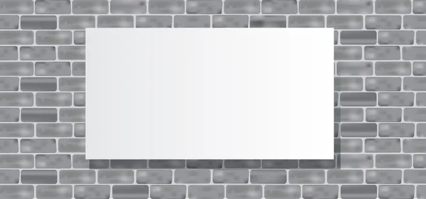灰色のレンガの壁にブランクの看板。ベクトル — ストックベクタ