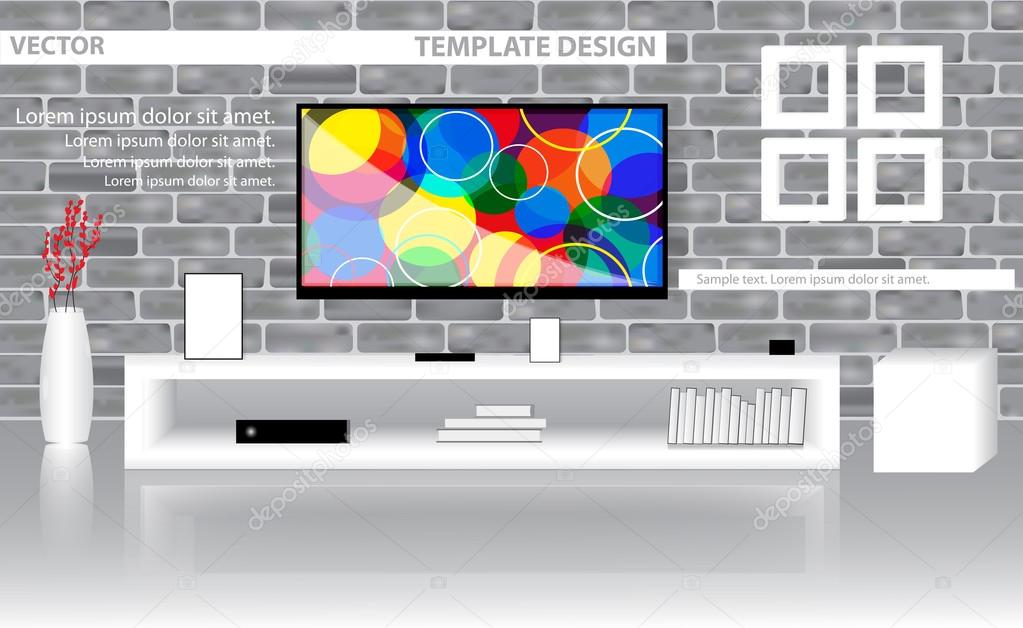 Modello di progettazione soggiorno moderno con tv su un muro di ... Modelli di soggiorni moderni