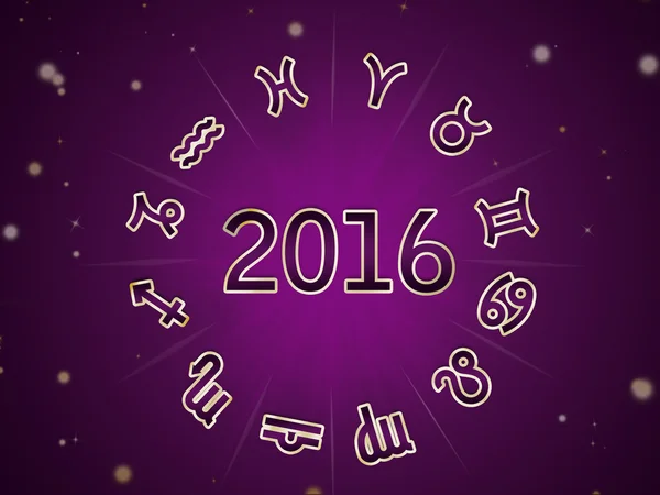 Astro Natal chart, zodiac circle 2016 — Stock Photo, Image