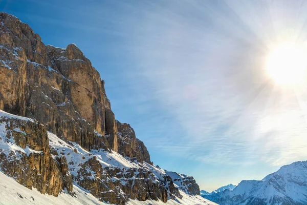 Χειμερινό Τοπίο Δολομίτες Οροσειρά Αλπικό Χιονοδρομικό Κέντρο Ιταλία — Φωτογραφία Αρχείου