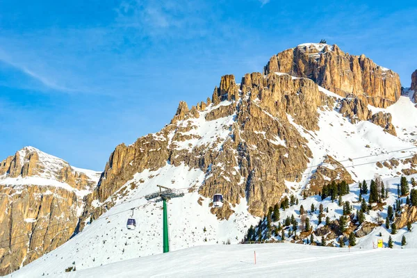 意大利北部Sella集团周围的Sella Ronda滑雪圈 意大利Trentino Alto Adige Belluno Pian Frataces Gherdecia电梯 — 图库照片