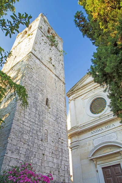 Altstadt Von Valle Bale Istrien Kirche Und Turm Kroatien — Stockfoto