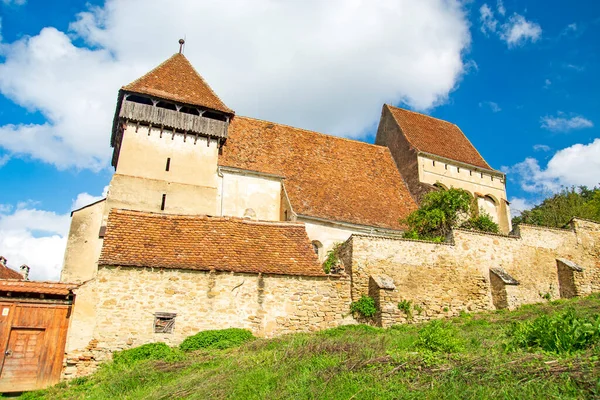 Opevněný Středověký Saxonský Evangelický Kostel Obci Copsa Mare Transylvánie Rumunsko — Stock fotografie