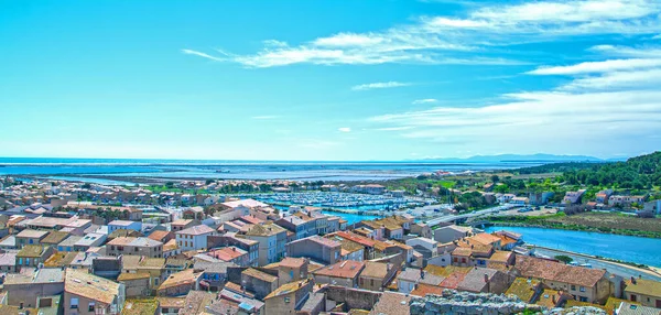 Mar Mediterrâneo Gruissan Panorama Sul França Departamento Aude — Fotografia de Stock