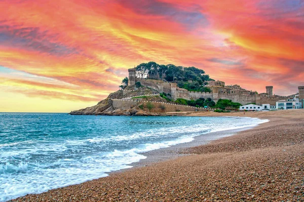 Tossa Mar Erőd Tengerparton Costa Brava Mediterrán Tenger Táj Katalóniában — Stock Fotó