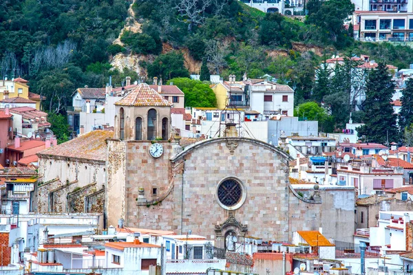 Tossa Mar Katalonia Hiszpania Widok Kościół Panoramę Miasta — Zdjęcie stockowe