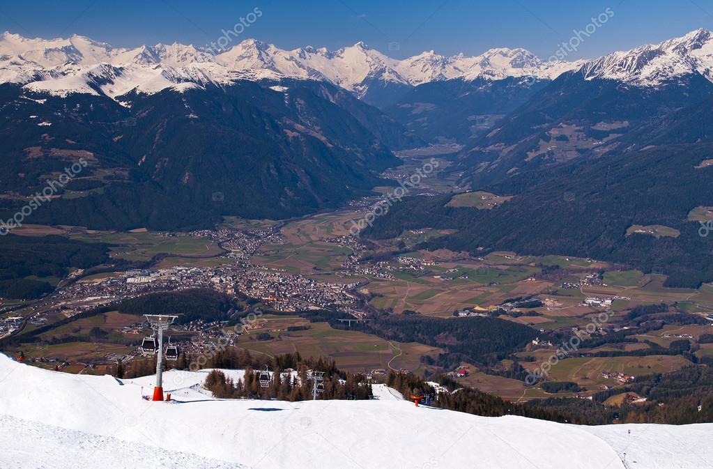 View from Plan de Corones towards Brunico