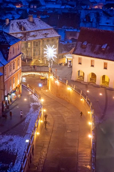 Winternacht in Sibiu — Stockfoto