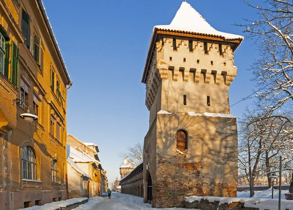Sibiu i vinter, Rumänien — Stockfoto