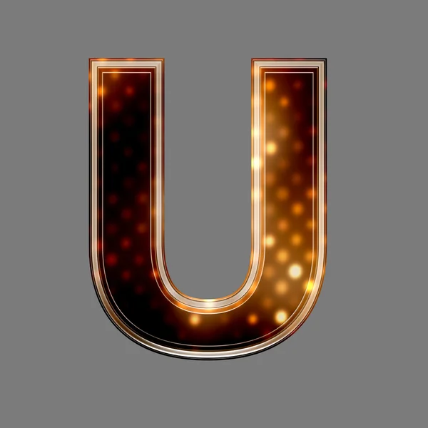 Christmas letter U with glowing light texture — Stock Photo, Image