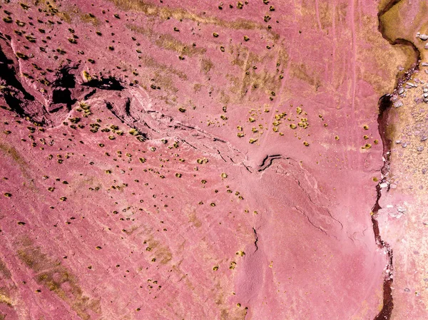 Erosion Des Roten Bodens Luftaufnahme — Stockfoto