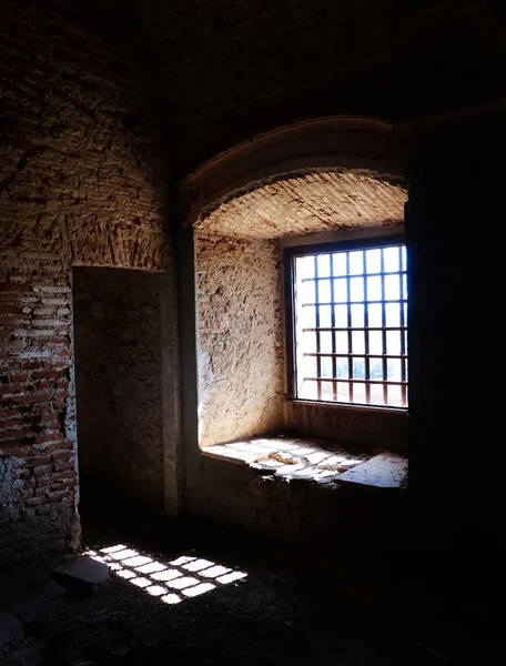 Dark Window in the old castle — Stock Photo, Image