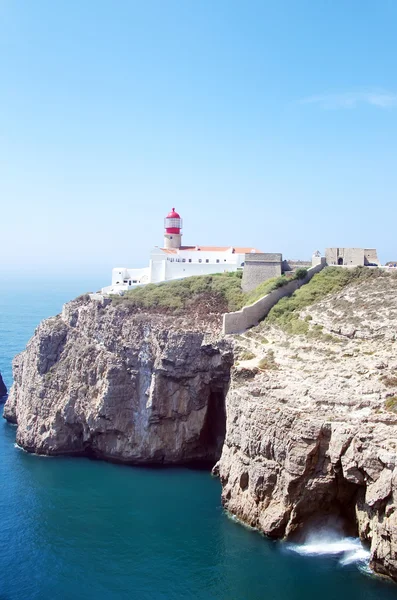 Deniz feneri Cabo Sao Vicente, Algarve, Portekiz — Stok fotoğraf