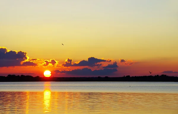 Puesta de sol en el lago Alqueva — Foto de Stock