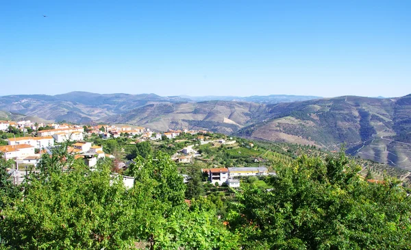 Vesnice v údolí řeky douro, Portugalsko — Stock fotografie