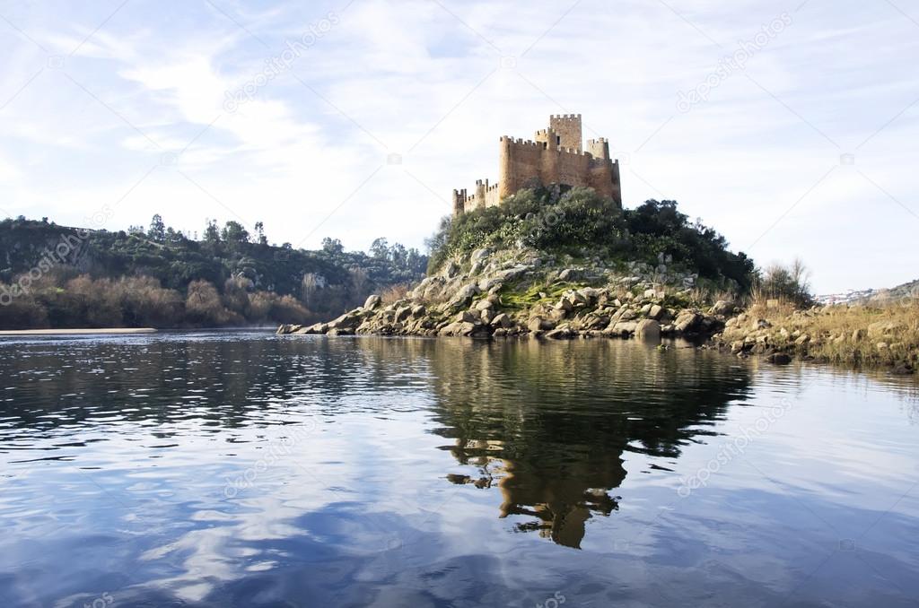 Almourol castle located on Tejo river