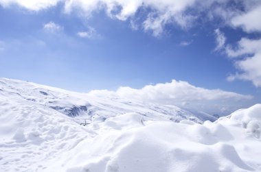 kar dağ manzara mavi gökyüzü ile Panoraması