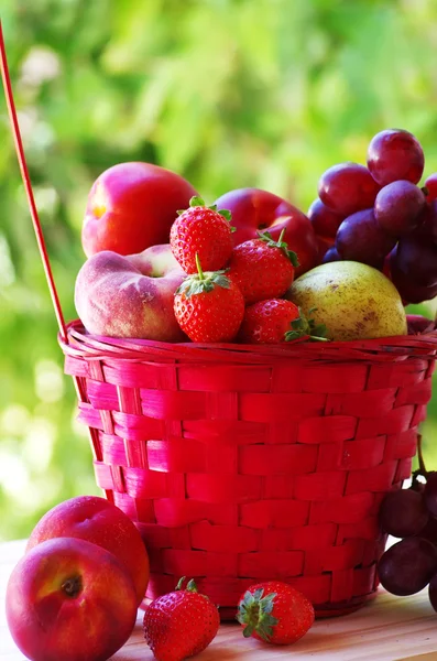 Full basket of ripe fruits — Stock Photo, Image