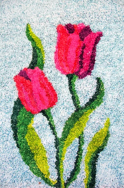 Disegno ornamentale su tulipani di carta — Foto Stock