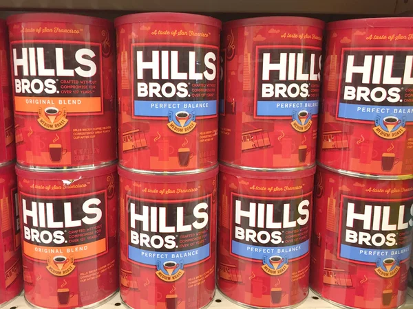 Several cans of Hills Bros. Coffee — Stock Photo, Image