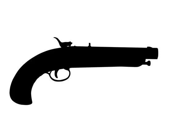 Flintlock pisto silhouettel na białym tle — Zdjęcie stockowe