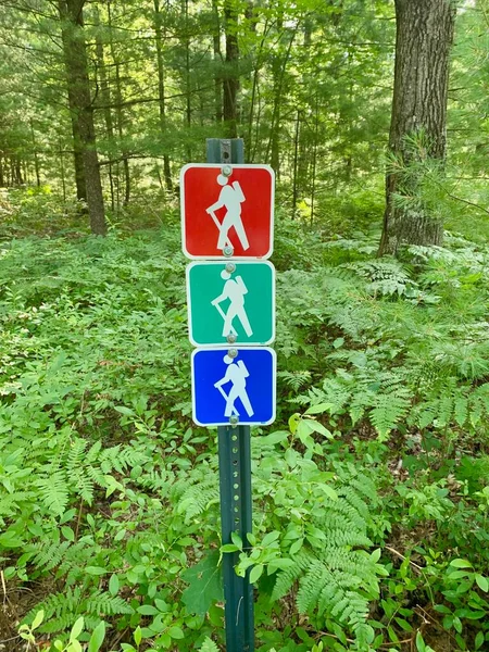 Hiking Trail Markers Red Green Blue Sign Nature Trails — Stock Photo, Image