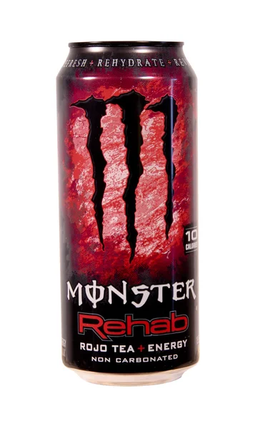 Lata de monstro chá Rojo bebida energética — Fotografia de Stock