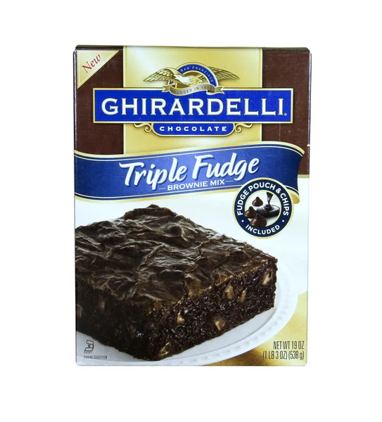 Doboz Ghirardelli háromágyas Fufge Brownie Mix Stock Kép