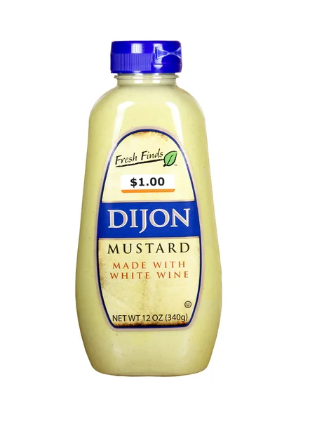 Botella de mostaza Dijon — Foto de Stock