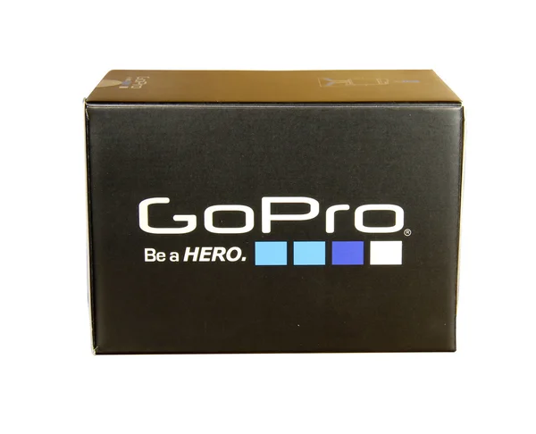 Gopro 영웅 4 실버 카메라 상자에 — 스톡 사진