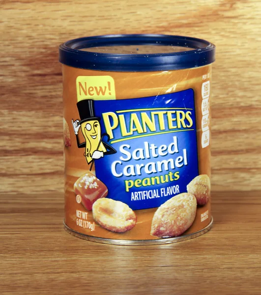 Can of Planters Salted Caramel Peanuts — Stock Photo, Image