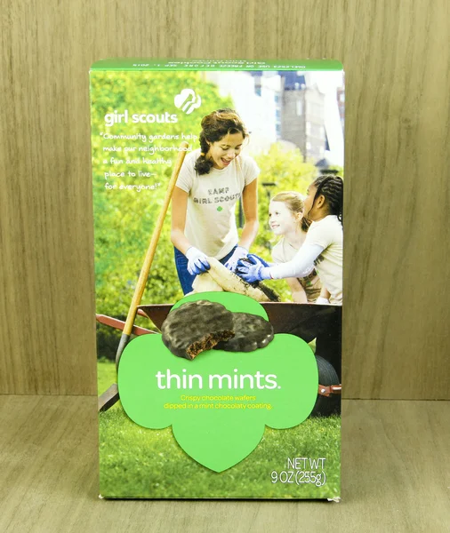Box of Thin Mints Girl Scout Cookies — Stock Photo, Image