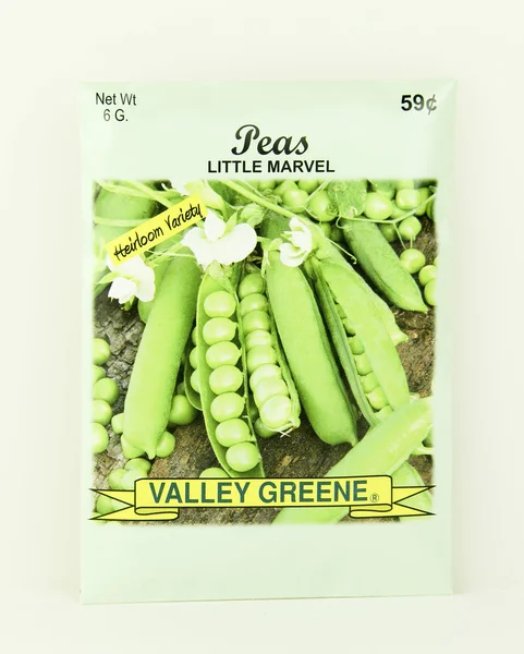 Pacote de sementes de ervilhas verdes do vale — Fotografia de Stock