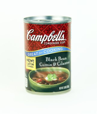 Campbell'ın siyah fasulye çorbası konservesi