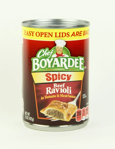 Şef Boyardee baharatlı mantı konservesi — Stok fotoğraf