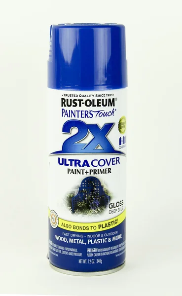 Lata de tinta de spray azul de ferrugem-óleo — Fotografia de Stock