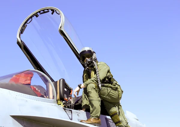 Fighter Pilot en Jet — Stockfoto