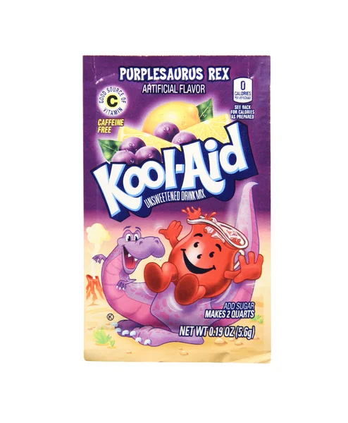 Пакет Purplesaurus Rex Flavored Kool-Aid — стоковое фото