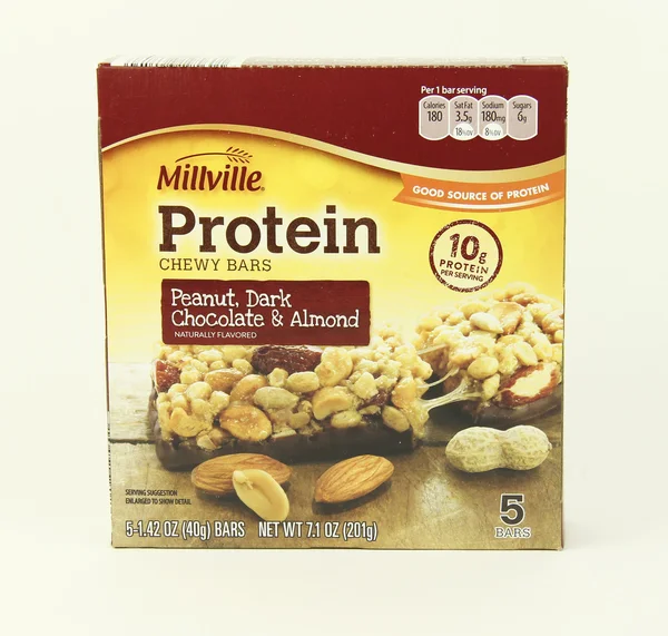 Box of Millville Protein Bars — Stock Photo, Image