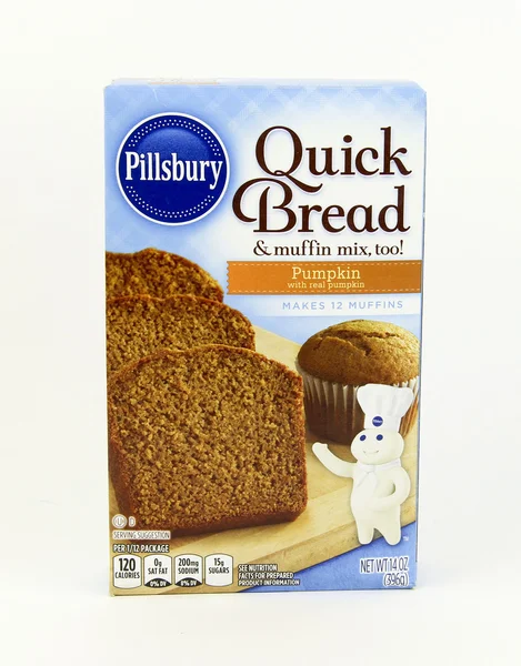 Scatola di miscela di muffin di zucca di pane rapido Pillsbury — Foto Stock