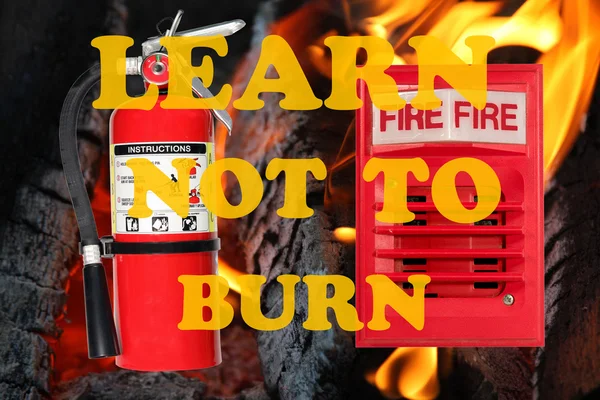 Learn Not To Burn Fire Awareness Sign — Stock Photo, Image